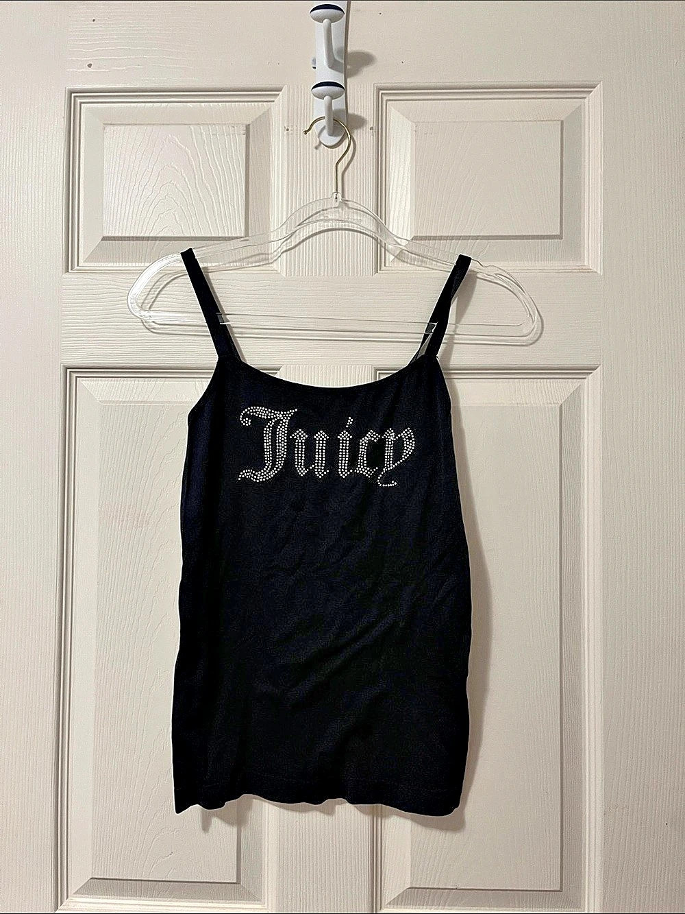 Juicy Couture Rhinestone Logo Cami Tank Top Black & White Large